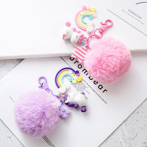 Colorful Wholesale Puff Ball Faux Rabbit Fur Furry Furball Keychains Plush Fur Ball Keychain Princess Pom Pom Keychain - Product Image 6
