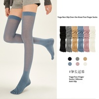 Chaussettes yoga femme cinq doigts au-dessus du genou, silicone antidérapant longues sportives jusqu'à la cuisse