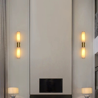 Applique murale moderne de luxe à double tête, tube en verre doré, pour escalier, salon, chambre à coucher, décoration murale
