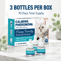 Optimum 3x30 Jours Recharges Inodores Apaisantes pour Chats Diffuseur de Phéromones 3x48ml