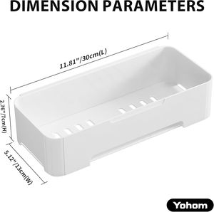YOHOM <span class=keywords><strong>blanco</strong></span> adhesivo ducha Caddy estante esquina montado plástico baño pared ducha almacenamiento organizador con soporte para champú - Product Image 4