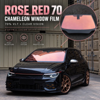 Film pour vitres de voiture Rose Rouge 70 Chameleon VLT70% à changement de couleur, protection solaire, rejet de chaleur, vision claire, teinte solaire automobile