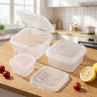 Contenants alimentaires jetables en plastique PP transparents avec couvercles, format 1oz, 2oz, 3oz, 4oz, 5oz, pour sauces carrées à emporter