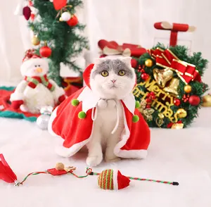 ชุดซานต้าคลอสเครื่องแต่งกายวันฮาโลวีนสำหรับแมว5ชิ้นชุดของขวัญคริสต์มาสสำหรับสัตว์เลี้ยง