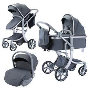 Xe đẩy em bé có thể gập lại màu xám đậm cho trẻ sơ sinh và trẻ 3 tuổi đai an toàn năm điểm lớn với quy trình sơn nướng - Product Image 1