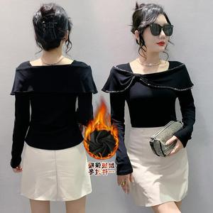 <span class=keywords><strong>Camiseta</strong></span> caliente para <span class=keywords><strong>mujer</strong></span> Heavy Craft Bead <span class=keywords><strong>manga</strong></span> larga moda elegante grueso, tela lijada Base térmica pequeña camisa para <span class=keywords><strong>mujer</strong></span> - Product Image 4