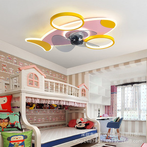Çocuk Odası Fan Lambası, Modern ve Basit Uçak Göz Koruması, Sıcak Romantik - Gövde Tavanı, Yatak Odası - Product Image 2