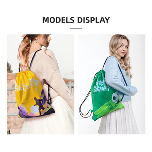 Custom Logo Durable 210D <b>Pull</b> String Drawstring Bag Draw String Backpack with Single Double Sided Printing - Product Image 4