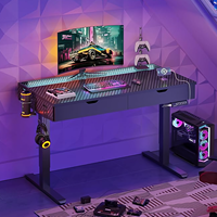 Bureau de jeu moderne réglable pour PC Mobilier de bureau en fer noir pliable pour l'école à la maison Tableau en acrylique Table à pieds convertibles