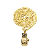 Collier à breloques de boxe Hiphop personnalisé pour hommes en acier inoxydable et en or Bijoux pour garçons hommes rappeurs