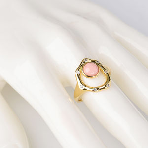 Anillo de Plata de Ley 925 con Concha Natural de Reina y Circonita Cúbica, Certificado por GRA, Anillo de Piedras Preciosas para Mujer, Forma Libre, para Boda/Fiesta - Product Image 5