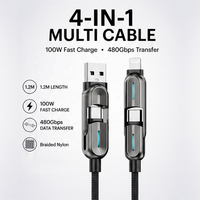 Câble de charge rapide Type-C de qualité supérieure, indicateur LED, charge super rapide 3A, connecteurs renforcés en nylon tressé, compatible iOS