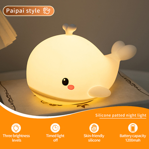 Lampe mignonne, veilleuse pour bébé à intensité variable pour la chambre d'enfant, veilleuse rechargeable en silicone pour la chambre des enfants, décoration de chambre Kawaii (baleine) - Product Image 6
