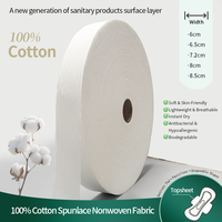 MOQ Rendah 30g/35g/40g 100% Katun Spunlace Kain Nonwoven Anti-alergi untuk Bahan Baku Lapisan Permukaan Pembalut Wanita