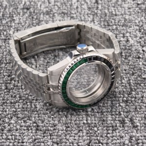 Kit de remplacement de boîtier de montre de plongée, lunette bicolore sertie de diamants, avec lentille Cyclops, pièces de montre <span class=keywords><strong>Seiko</strong></span> compatibles avec les mouvements NH35 NH36 - Product Image 1