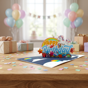Meilleure Vente Carte Pop-up 3D Joyeux Anniversaire Poney Design Personnalisé Fait Main Découpe Laser Impression Numérique Style Amour Vietnamien - Product Image 4
