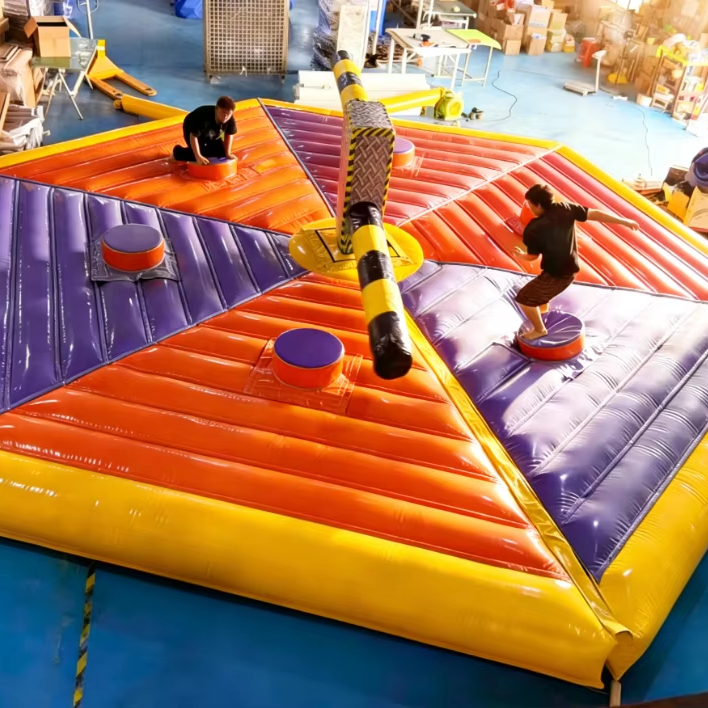 Easyfun Kids Carnival Games Inflatable Obstacle Game Mechanical Inflatable Sweeper Game for Kids and Adults for Event Rental