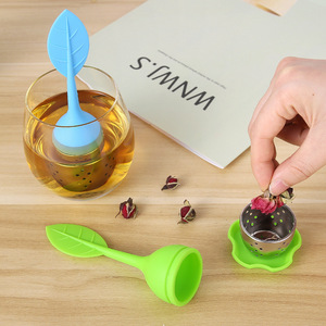 Vente directe d'usine de boules à thé créatives en silicone en forme de feuille en acier inoxydable 304, passoire à thé domestique, filtre à thé et infuseur à thé. - Product Image 4