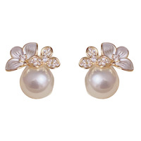 Nouvelles Boucles d'Oreilles Clous Fleur Douce pour Femme, Élégantes, Imitation Perle et Cristal, Bijoux de Soirée, Cadeaux