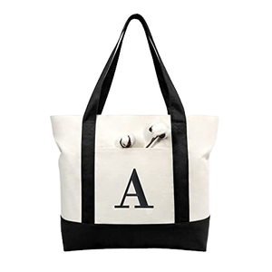 Atacado Elegante Oversize Eco-friendly Canvas Tote <span class=keywords><strong>Bag</strong></span> Top Zipper Encerramento Externo Interno Bolsos Carta para Gift Shopping - Product Image 1