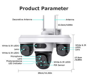 Caméra solaire extérieure WiFi/4G AOV à alimentation permanente 9MP PTZ, caméra de sécurité sans fil, enregistrement 24/7, suivi, 3 écrans UBOXPRO - Product Image 5