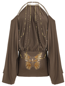 <span class=keywords><strong>Robe</strong></span> à manches chauve-souris ample et sexy de style américain avec un sens du design, <span class=keywords><strong>robe</strong></span> à col halter - Product Image 5