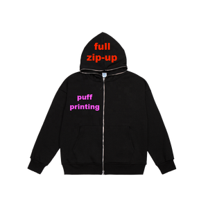 Zipper 3d Puff Embroidery Hoodie High-quality Custom Embroidered