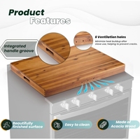 Couverture de cuisinière électrique en bois d'acacia - Plateaux d'appoint pour comptoir de cuisine et grand planche à découper pour cuisinière à gaz