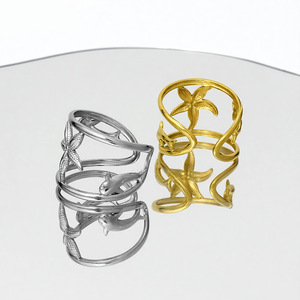 Summer Unique Niche Design Double Layered Starfish <b>Ring</b> Vintage Style Exquisite Unisex's Stainless Steel <b>Rings</b> Fashion Jewelry - Product Image 3