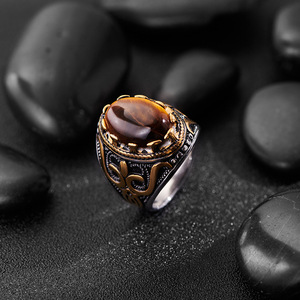 2025 New Tiger Eye <strong>Stone</strong> <strong>Ring</strong> Fashionable Powerful Retro Jewelry <strong>Men's</strong> Stainless Steel <strong>Ring</strong> - Product Image 5