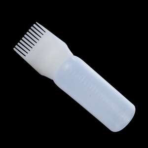 Brosse à cheveux de coiffure de barbier vide 6oz 180ml 2 en 1 bouteille ronde en plastique d'applicateur de peigne de nettoyage de teinture de cheveux avec échelle - Product Image 2