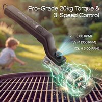 Brosse de nettoyage électrique Drayvorx pour barbecue, couple élevé, 3 modes de vitesse, couple max. 20 kg, sûre pour fonte et acier inoxydable, Type-C
