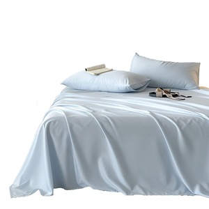 60S Tencel Cotton <b>Fitted</b> <b>Sheet</b> Solid Color Soft Skin Friendly Wrinkle Free Four Seasons Machine Wash Bedding Set - Product Image 5