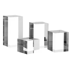 Nhà máy tùy chỉnh thực hiện Acrylic Cube risers căn cứ cho đồ trang sức hiển thị Acrylic bệ vuông cho xem Bông tai hiển thị