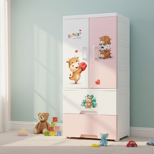 Gran oferta, venta al por mayor, cajón de 3 capas, dos puertas abiertas, colgantes o compartimentos + <span class=keywords><strong>cajones</strong></span> de 2 capas, Material PP <span class=keywords><strong>para</strong></span> almacenamiento de ropa <span class=keywords><strong>para</strong></span> niños - Product Image 1