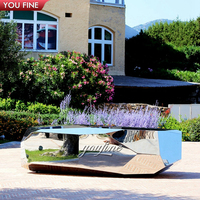 Sculpture géométrique empilée en acier inoxydable doré Art Déco YOUFINE pour la décoration commerciale moderne