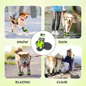 Bottes d'hiver <span class=keywords><strong>pour</strong></span> chiens avec broderie à griffes Chaussures résistantes antidérapantes et imperméables <span class=keywords><strong>pour</strong></span> chiens Bandes réfléchissantes Motif imprimé - Product Image 2