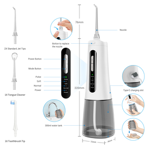 Irrigador Bucal Inalámbrico Portátil con Boquilla 360°, Presión de 40-120 psi, Tanque Desmontable de 300 ml - <span class=keywords><strong>Limpieza</strong></span> Dental Eficaz para - Product Image 3