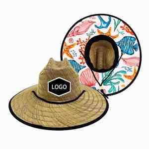 Chapeaux de cowboy en paille naturelle de haute qualité en gros, chapeaux de paille de plage personnalisés pour la protection solaire tropicale, style sauveteur - Product Image 5