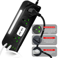 Multiprise universelle verticale avec 4 ports USB, 1 port Type C 3.1A à charge rapide, étanche IPX6, câble de 2m, courant nominal 16A