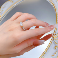 Bague en argent sterling 925 avec zirconium blanc marquise 6*12 mm plaqué or