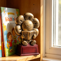 Trofeo Escolar Personalizado de Girasol de Poliresina Vintage Hecho a Mano, Grabado con Láser, para Incentivos Escolares y Jardín de Niños, Venta al Por Mayor