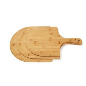 Juego de 3 tablas de bambú para pizza con asa para uso en la cocina, tablas de cortar sostenibles para servir y preparar pizza - Product Image 1