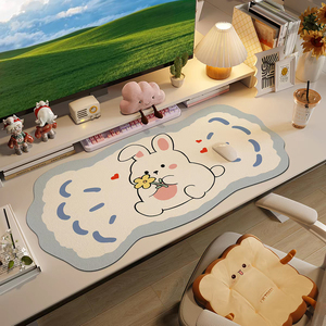 Tapis de souris extra large motif lapin, carotte et ours, antidérapant, élégant, idéal pour les postes de travail et les bureaux d'étude - Product Image 3