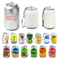 Porte-clés miniature en forme de canette de soda simulée et breloque en forme de bière, pendentif en plastique, emballage standard de Chine