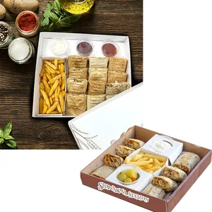 定制一次性沙瓦玛包装零食薯条酱包装盒早午餐薯条放牧拼盘食品盒隔间