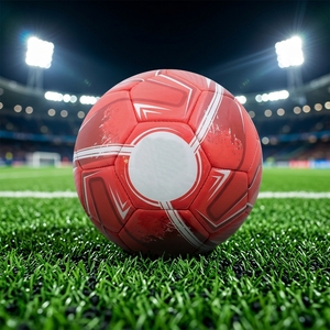 Custom Logo Size 5 Soccer Ball <b>Red</b> White Blank Panel Promotional <b>Football</b> OEM Wholesale Gift - Product Image 4