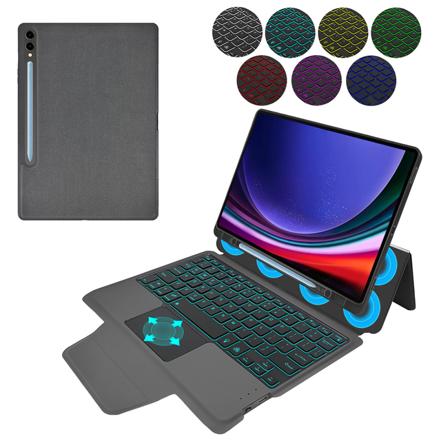 Custom logo Language Combo Touchpad Wireless Keyboard case for Samsung galaxy Tab S10 Plus 2024 S9 Fe Plus 12.4 detached Back