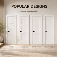 Porte intérieure peinte en blanc, style Shaker à 5 panneaux, panneaux horizontaux encastrés, porte préfinie mate, sur mesure