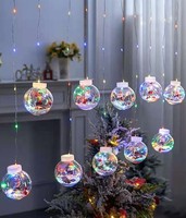 Weihnachtsmann-Kugel-Lichterkette LED-Fenstervorhang Girlande Feenhafte Weihnachtsdekoration Lichter für Zimmer LED-Wunschkugel-Vorhangbeleuchtung